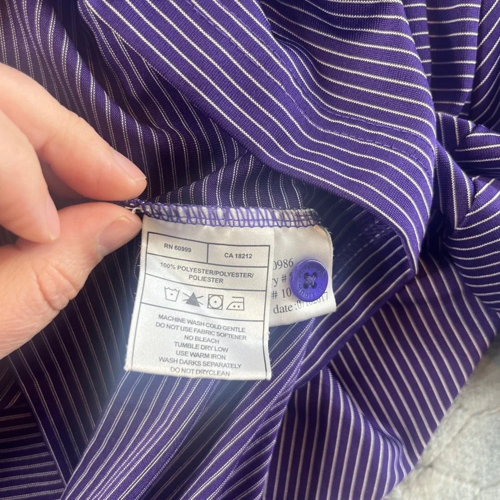 Antigua JMU Dukes Polo Shirt Mens XXL Purple Striped Short Sleeve Performance - Picture 4 of 7